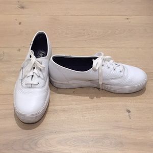 Keds white leather platform tennis shoes